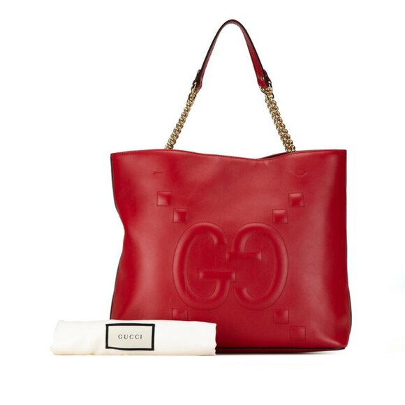 GUCCI Red Leather Shoulder Bag - Picture 9 of 10